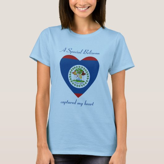 T-shirt met vlag van Belize hartje (Voorkant)