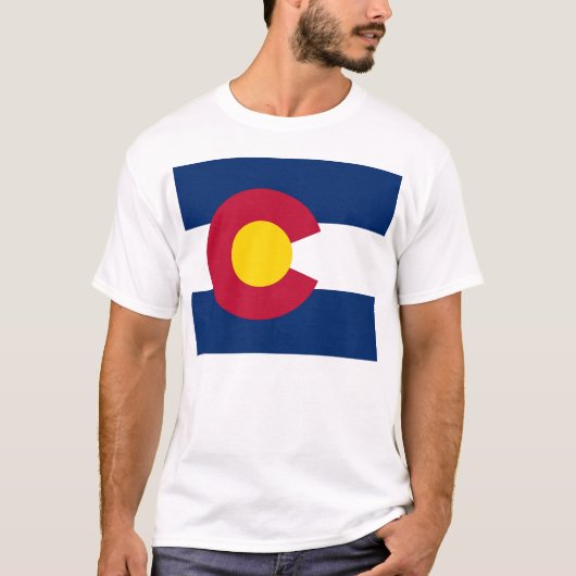 T Shirt met vlag van Colorado State USA (Voorkant)
