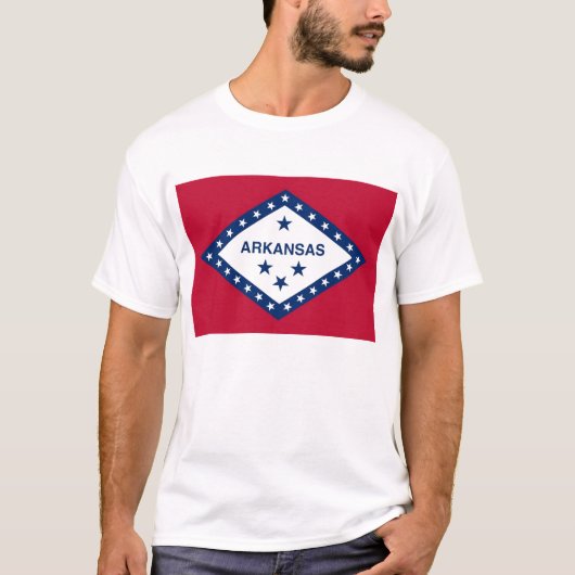 T Shirt met vlag van de staat Arkansas Verenigde S (Voorkant)