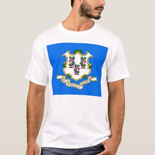 T Shirt met vlag van de staat Connecticut USA (Voorkant)