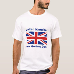 T-shirt met vlag van het VK + kaart + tekst