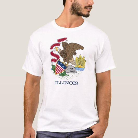 T Shirt met vlag van Illinois State USA (Voorkant)