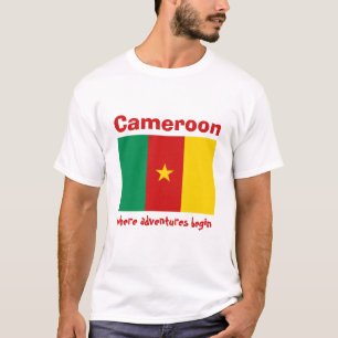 T-shirt met vlag van Kameroen + kaart + tekst