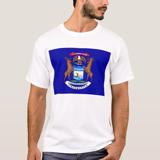 T Shirt met vlag van Michigan State USA (Voorkant)