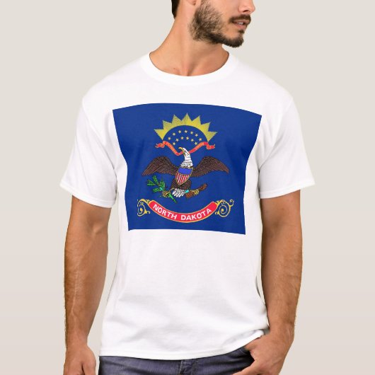 T Shirt met vlag van North Dakota State USA (Voorkant)