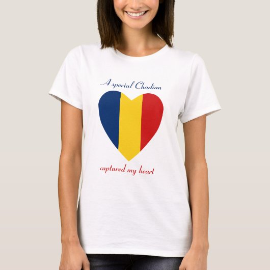 T-shirt met vlag van Tsjaad hartje (Voorkant)