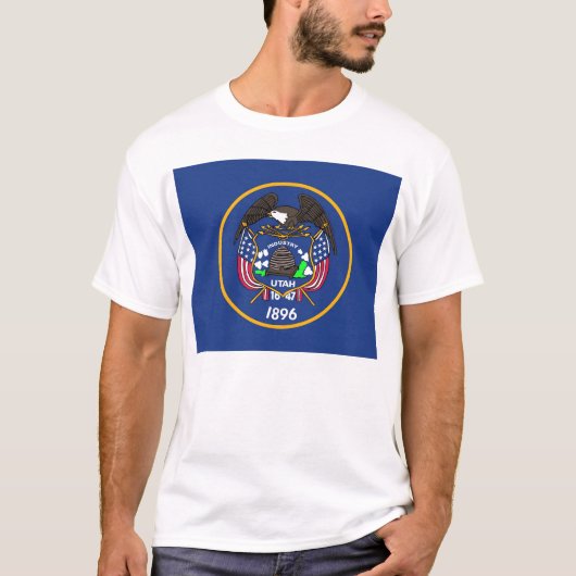 T Shirt met vlag van Utah State USA (Voorkant)