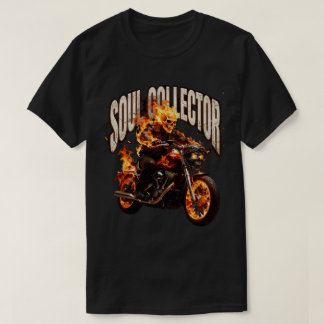 T-shirt met vlammende motor en zielencollector