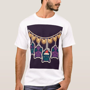 T-shirt met vleermuizen aan kerstverlichting