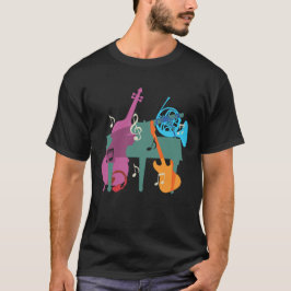 T-shirt met vleugel en muziekinstrumenten