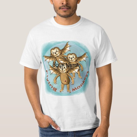 T-shirt met vliegende apen (Voorkant)