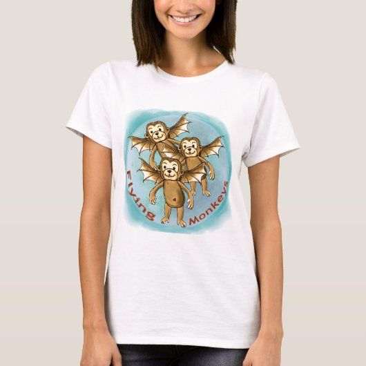 T-shirt met vliegende apen (Voorkant)