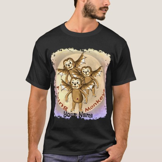 T-shirt met vliegende apen (Voorkant)