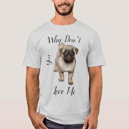 T-shirt met voor mannen met pug (Voorkant)