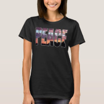 T-shirt met vredes zonsondergang letters