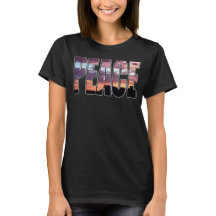 T-shirt met vredes zonsondergang letters