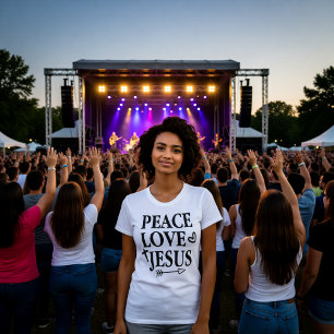 T-shirt met vreedzame liefde Jezus moedige geloofs