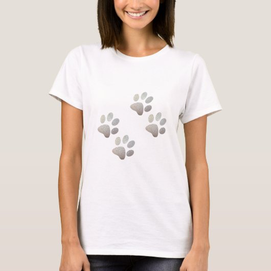 T-shirt met vrienden hond glinsterende zilveren po (Voorkant)