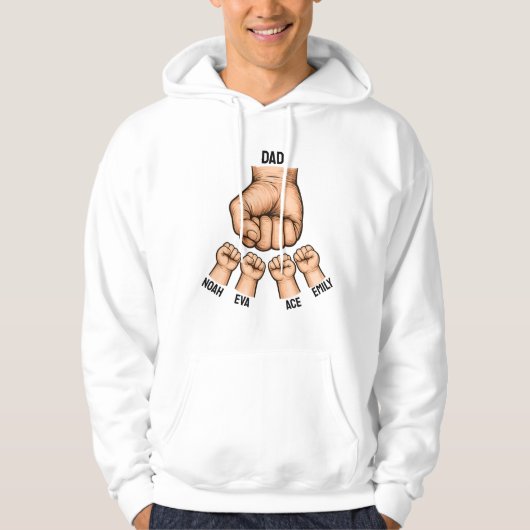T-shirt met vuiststoot tussen vader en kinderen (Voorkant)