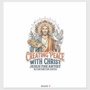 T-shirt met waterverf Jezus hobby inspirerend gelo Sticker