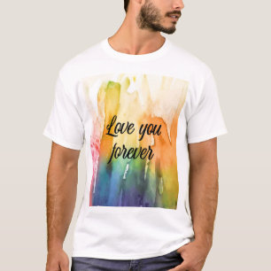 T-shirt met waterverf 'Love You Forever'