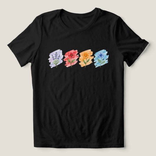 T-shirt met waterverf wilde bloemen (Design voorkant)