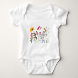T-shirt met wilde bloemen, vintage botanisch kinde