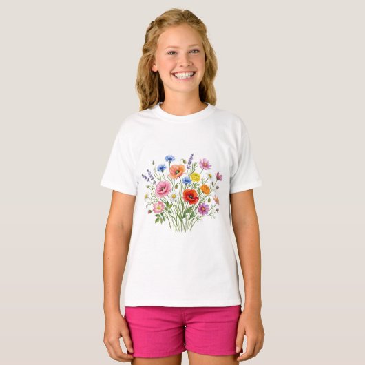 T-shirt met wilde bloementuin (Voorkant volledig)