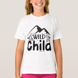T-shirt met wilde meid - Natuur avontuur grafische