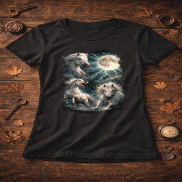 T-shirt met wilde paarden en maan