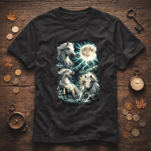 T-shirt met wilde paarden en maan