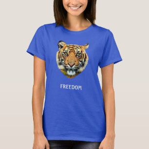 T-shirt met wilde tijgergezicht en kalligrafie