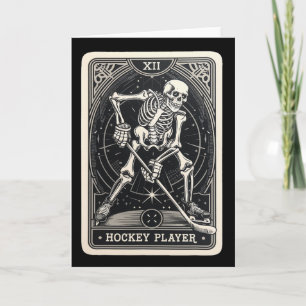 T-shirt met wintersport ijshockey skelet tarotkaar kaart