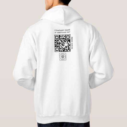 T-shirt met wit bedrijfslogo en QR-code (Achterkant)
