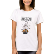 T-shirt met wit modern Halloween-thema en eigen me