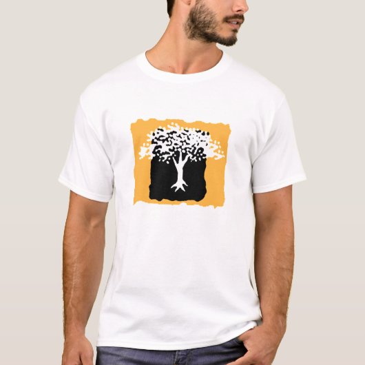 T-shirt met witte en goudboom (Voorkant)