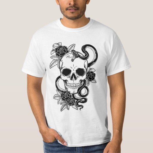 T-shirt met witte schedel (Voorkant)