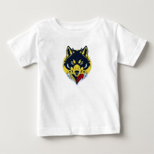 T-shirt met woest wolfshoofd (Voorkant)