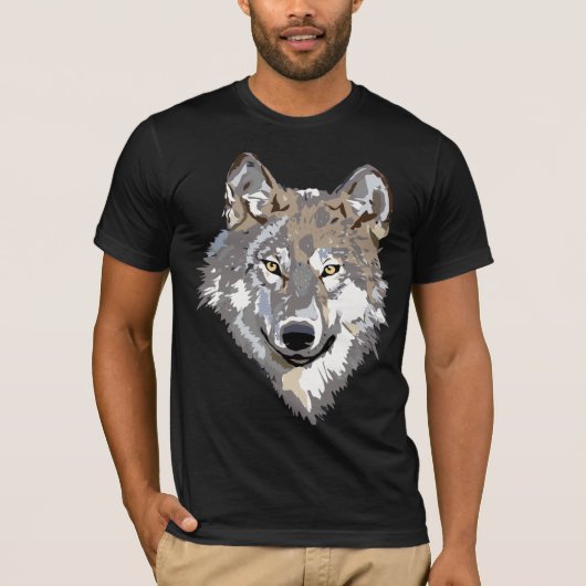 T-shirt met wolf gezicht (Voorkant)
