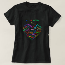 T-shirt met Word-tekst met meertalige liefdessoftw