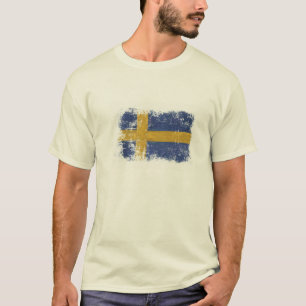 T-shirt met Worn out Zweedse vlag