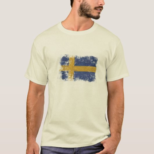 T-shirt met Worn out Zweedse vlag (Voorkant)