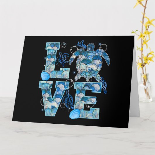 T-shirt met zee schildpad liefde Oceaan Strand Die Kaart (Gele Bloem)