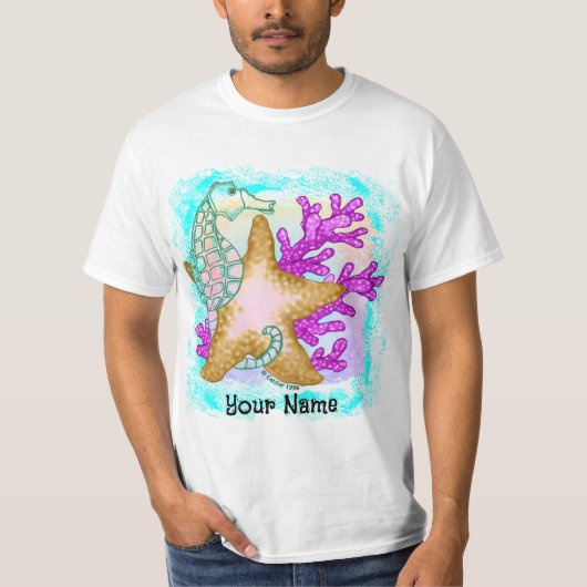 T-shirt met zeepaardje zeester Vrienden (Voorkant)