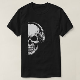 T-shirt met zwart schedel en koptelefoon