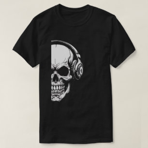 T-shirt met zwart schedel en koptelefoon
