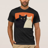 T-shirt met zwarte en witte kat (Voorkant)