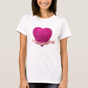T-shirt Mijn hart ligt in je handen Roze hart