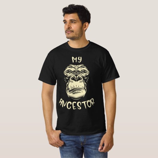 T-shirt Mijn voorouder, gorilla (Voorkant volledig)