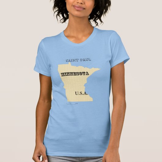 T-shirt - Minnesota-kaart met stad (Voorkant)